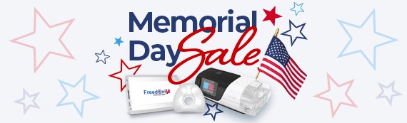 Memorial Day Sale with stars and American flag graphics showcasing a sitewide sale with free 2-day shipping