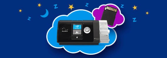 New Airsense 10 with Card-to-Cloud capabilities, SD card, in clouds with machine with stars in the background