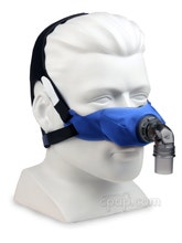 SleepWeaver Elan Soft Cloth Nasal Mask Angled Front (Shown on mannequin)