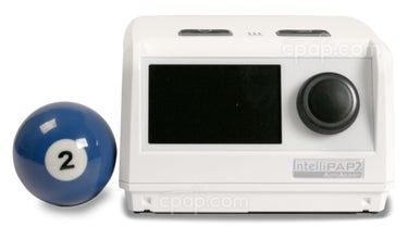 Front View of the IntelliPAP 2 AutoAdjust Auto CPAP Machine with Billiard Ball (Billiard Ball Not Included)