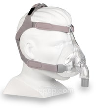 Simplus Full Face CPAP Mask with Headgear - Angled View (Mannequin Not Included)