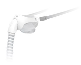 Pilairo Nasal Pillow CPAP Mask - Angled (Shown With Partial Hose & Headgear)