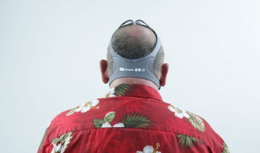 man wearing simplus mask rear view headgear