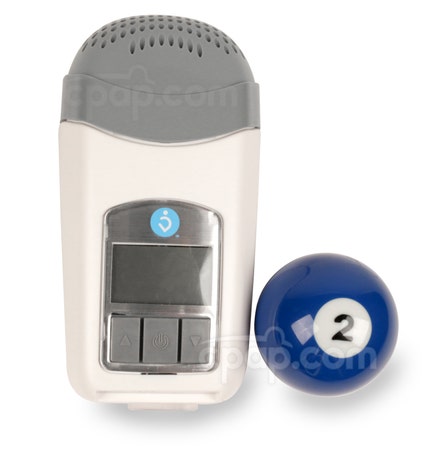 Z1 Travel CPAP Machine - Front View with Updated Buttons (Billiards Ball not Included - for Size Reference Only)
