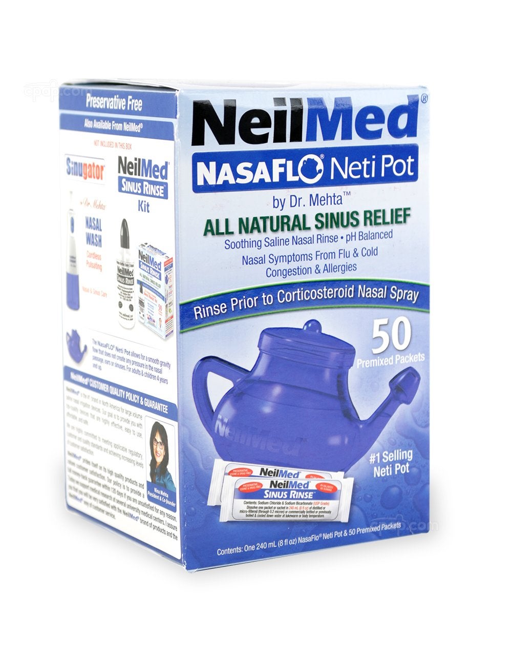 Pôt pour lavement nasal - NasaFlo® Plastic - NeilMed - manuel / adulte