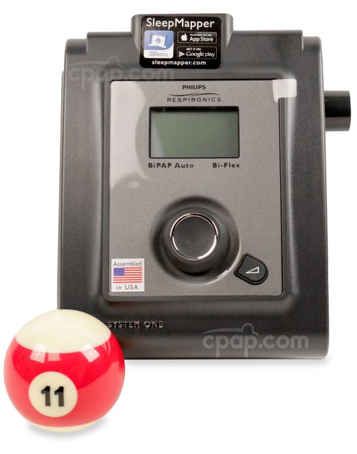 Front View of the PR 60 Series BiPAP Auto with Bluetooth (Billiard Ball Not Included)