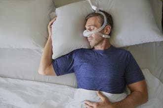 The DreamWisp Nasal CPAP Mask allows you to sleep comfortably in any position.
