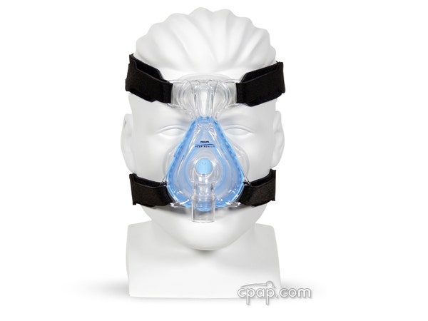 EasyLife CPAP Mask with Old Style Headgear Front View on Mannequin (Mannequin Not Included) 