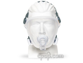 Previous Style - Front View of the FitLife Total Face Mask with Headgear -Pale Blue Headgear (Mannequin Not Included)