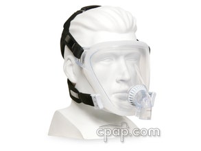 Previous Style - Profile View of the FitLife Total Face Mask - Black Headgear (Mannequin Not Included)