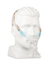 Nunance Pro Gel Nasal Pillow CPAP Mask with Headgear - Angle Front - Shown on Mannequin (Not Included)