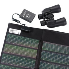 Solar Panel for Transcend CPAP Battery - shown with battery and binoculars -close up