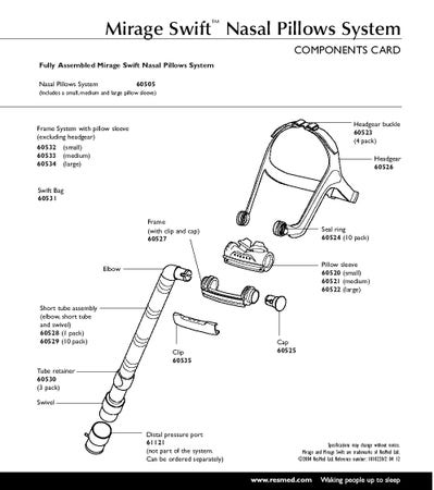 Product image for Mirage Swift™ and Mirage Swift™ II Replacement Short Tube Assembly (elbow, short tube, and swivel)