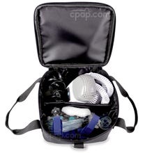 Interior View of the Travel Bag Holding A Small CPAP Machine and CPAP Accessories (CPAP Machine and Accessories Not Included)
