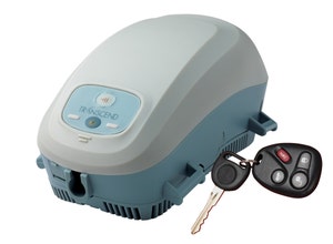 Transcend Travel CPAP Machine - Size Comparison with Blue Body - Keys Not Included