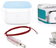CPAP cleaners, tube brush, and hurricane dryer on a white background