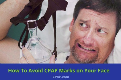 a man looking at his CPAP Mask with a terrified look