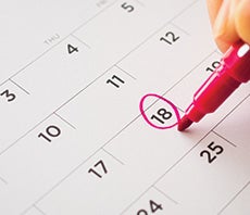 calendar with pen marking replacement date