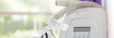 CPAP Equipment with blurry outdoor background