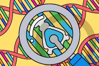 a drawing of DNA and a magnifying glass into CPAP Masks